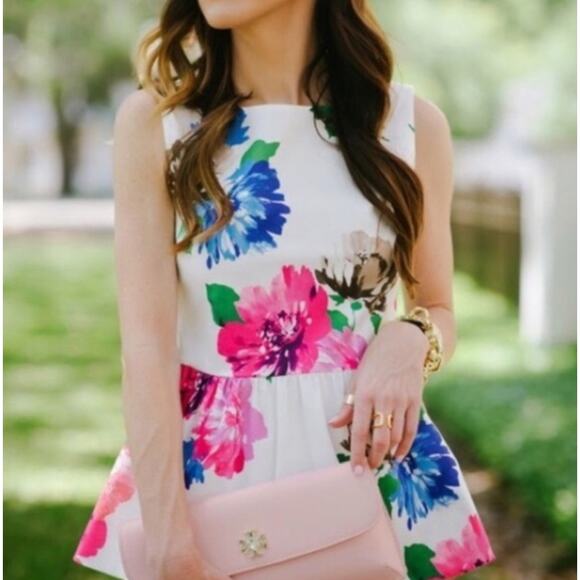 KATE SPADE Blooms Peplum Top Full Bloom Fresh White {VV45} - Picture 1 of 6